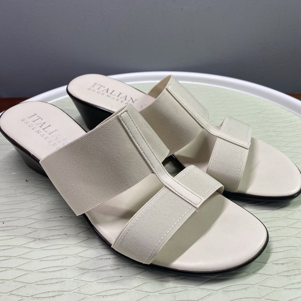 Italian Shoemakers Women's Cream‎ Color Elastic Strap Sandals Wedge Size 11